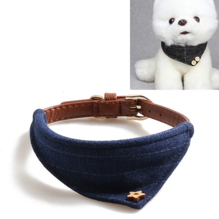 2 PCS Dog Collars Pet PU Triangle Collars, Specification: 1.5x47cm(Blue)-garmade.com