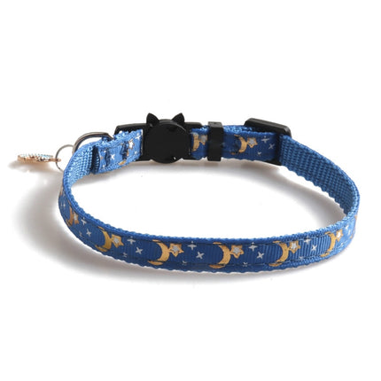 5 PCS Pet Collar Webbing Cat Collar Star Moon with Pendant, Size:1x28cm(Blue)-garmade.com