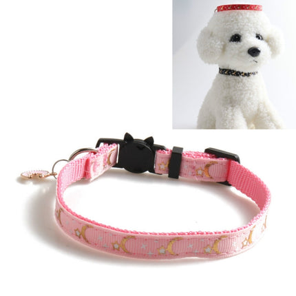 5 PCS Pet Collar Webbing Cat Collar Star Moon with Pendant, Size:1x28cm(Pink)-garmade.com