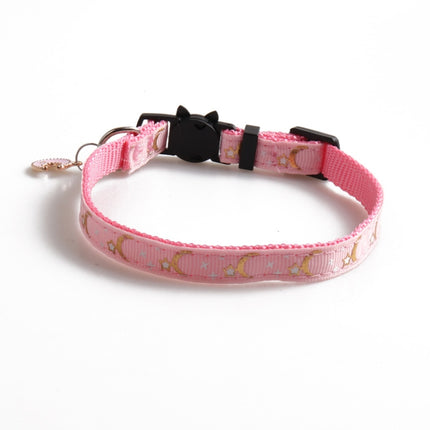 5 PCS Pet Collar Webbing Cat Collar Star Moon with Pendant, Size:1x28cm(Pink)-garmade.com