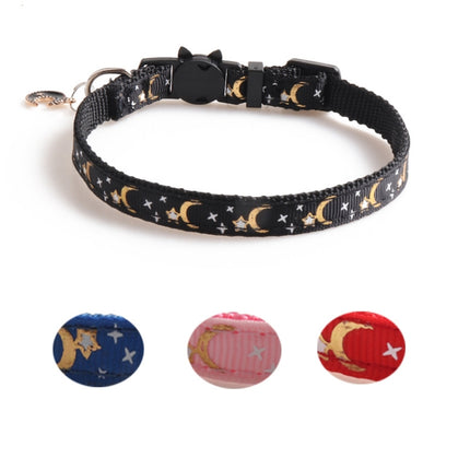 5 PCS Pet Collar Webbing Cat Collar Star Moon with Pendant, Size:1x28cm(Red)-garmade.com