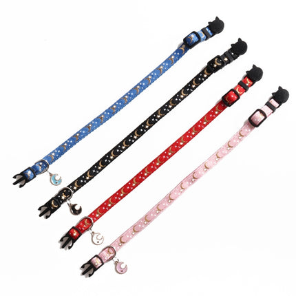 5 PCS Pet Collar Webbing Cat Collar Star Moon with Pendant, Size:1x28cm(Pink)-garmade.com