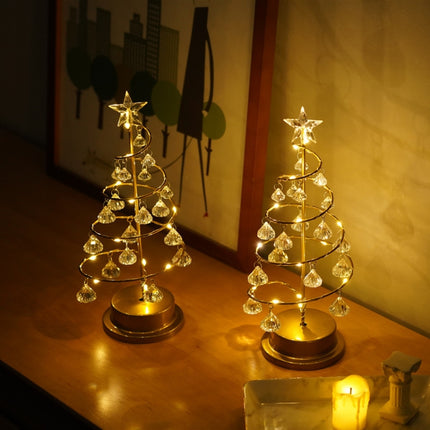 LED Wrought Iron Night Light Crystal Christmas Tree Light Room Decoration Small Table Lamp-garmade.com