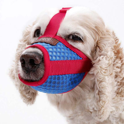 Doglemi Dog Muzzle Pet Supplies Breathable Bark Stopper Muzzle Dog Mouth Cover, Specification: M(Red)-garmade.com