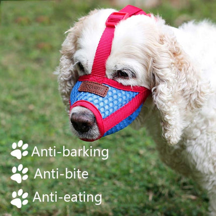 Doglemi Dog Muzzle Pet Supplies Breathable Bark Stopper Muzzle Dog Mouth Cover, Specification: XL(Red)-garmade.com