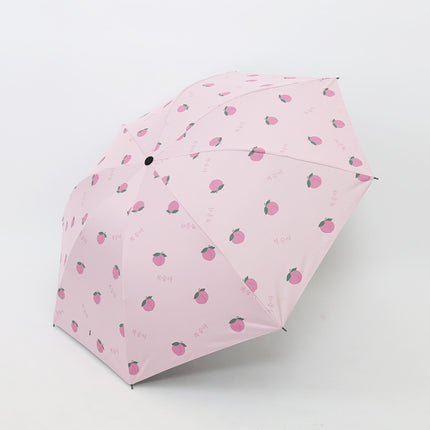 Small Fresh Sun Umbrella Female Sun Umbrella Student Vinyl Three-Fold Simple Dual-Use Sun Umbrella(Peach Pink)-garmade.com