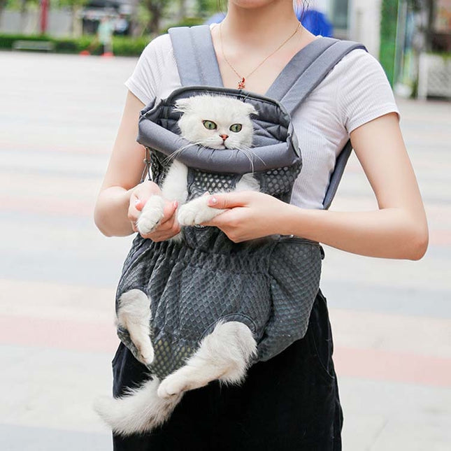 Doglemi Pet Outing Backpack Dog Shoulder Chest Bag Breathable Mesh Dog Cat Bag, Size:M(Gray)-garmade.com