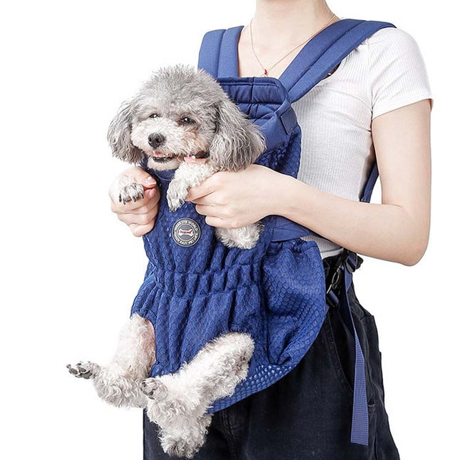 Doglemi Pet Outing Backpack Dog Shoulder Chest Bag Breathable Mesh Dog Cat Bag, Size:L(Blue)-garmade.com