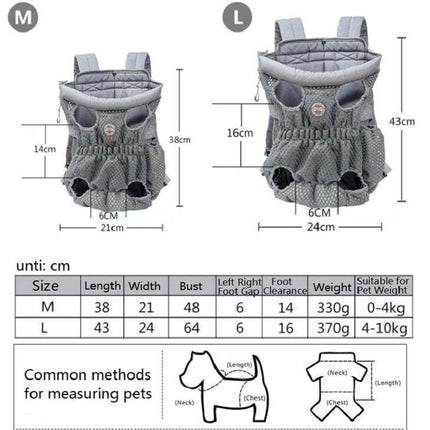 Doglemi Pet Outing Backpack Dog Shoulder Chest Bag Breathable Mesh Dog Cat Bag, Size:L(Gray)-garmade.com