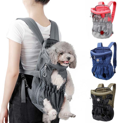 Doglemi Pet Outing Backpack Dog Shoulder Chest Bag Breathable Mesh Dog Cat Bag, Size:L(Green Black)-garmade.com