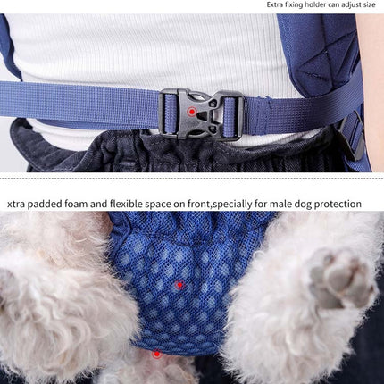 Doglemi Pet Outing Backpack Dog Shoulder Chest Bag Breathable Mesh Dog Cat Bag, Size:L(Blue)-garmade.com