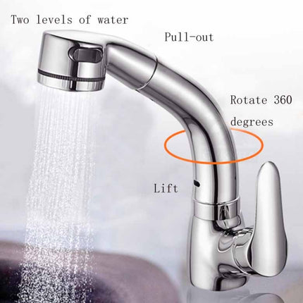 All-Copper Body Pull-Out Hot & Cold Water Faucet Liftable Washbasin Universal Faucet(Black)-garmade.com