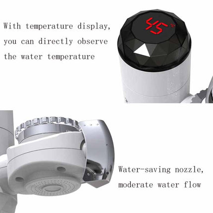 Zoosen Electric Hot Water Faucet Connection Type Instant Hot Water Faucet CN Plug, Style:White + Leak Protection-garmade.com