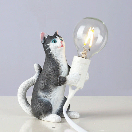 Cat Light Animal Table Lamp Mini Night Light, Power Plug:EU Plug(Holding Baby)-garmade.com