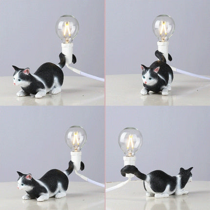 Cat Light Animal Table Lamp Mini Night Light, Power Plug:UK Plug(Meditation)-garmade.com