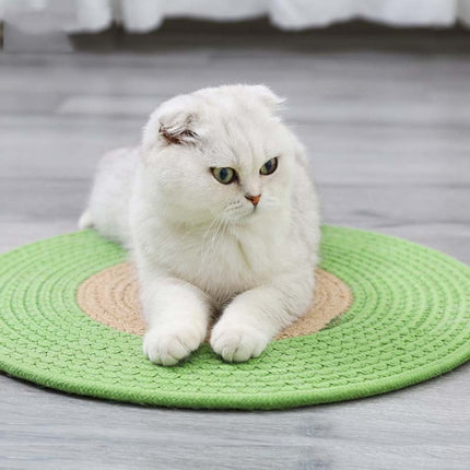 Pet Cat Litter Cotton Thread Woven Cat Grinding Claw Mattress Cool Cat Scratching Blanket(Brown)-garmade.com