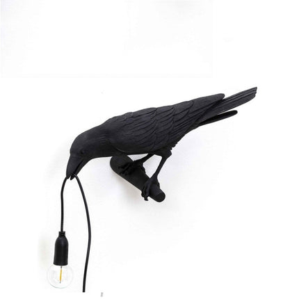 E12 LED Lucky Bird Wall Lamp Table Lamp For Bedroom, Style:Looking Wall Lamp, Plug:US Plug(Black)-garmade.com