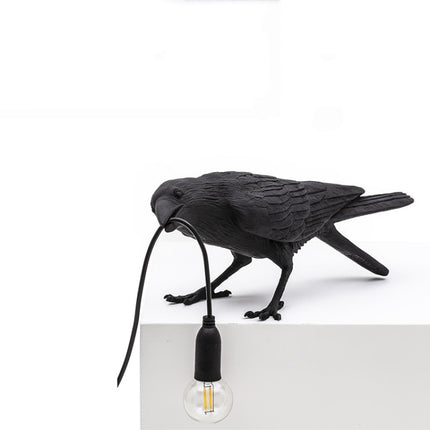 E12 LED Lucky Bird Wall Lamp Table Lamp For Bedroom, Style:Sitting Table Lamp, Plug:US Plug(Black)-garmade.com