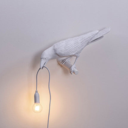 E12 LED Lucky Bird Wall Lamp Table Lamp For Bedroom, Style:Looking Wall Lamp, Plug:EU Plug(White)-garmade.com