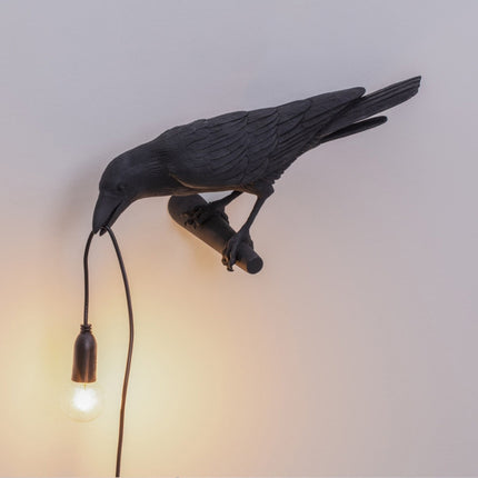 E12 LED Lucky Bird Wall Lamp Table Lamp For Bedroom, Style:Looking Wall Lamp, Plug:EU Plug(Black)-garmade.com