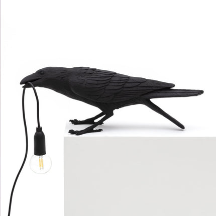 E12 LED Lucky Bird Wall Lamp Table Lamp For Bedroom, Style:Sitting Table Lamp, Plug:EU Plug(Black)-garmade.com