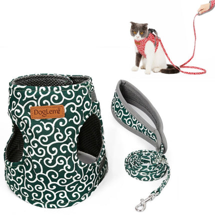 DogLemi Pet Cat Traction Rope Chest Harness Vest Type Traction Suit Cat Walking Rope, Size:XS(Green)-garmade.com