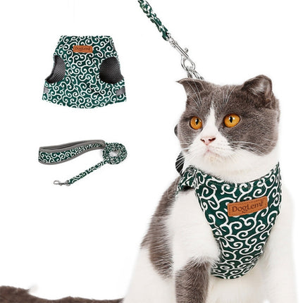 DogLemi Pet Cat Traction Rope Chest Harness Vest Type Traction Suit Cat Walking Rope, Size:XS(Green)-garmade.com