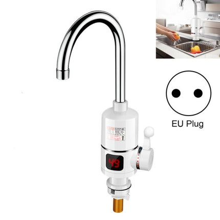 Kitchen Instant Electric Hot Water Faucet EU Plug, Style:Digital Display Big Elbow-garmade.com