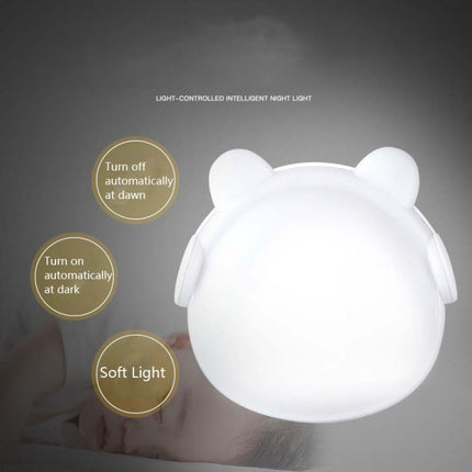 4 PCS Smart Light Control LED Bedroom Mini Night Light Energy-Saving Bedside Lamp, US Plug(White)-garmade.com