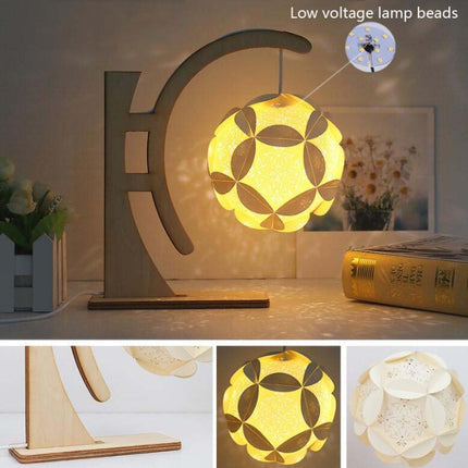 Paper Art Light And Shadow Paper Carving Lamp DIY Handmade Creative Small Table Lamp, Style:Arc-shaped-garmade.com