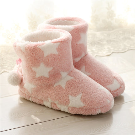 Winter Thick Bottom Home Boots Cotton Slippers For Women, Size: 36-37(Dream Pink)-garmade.com