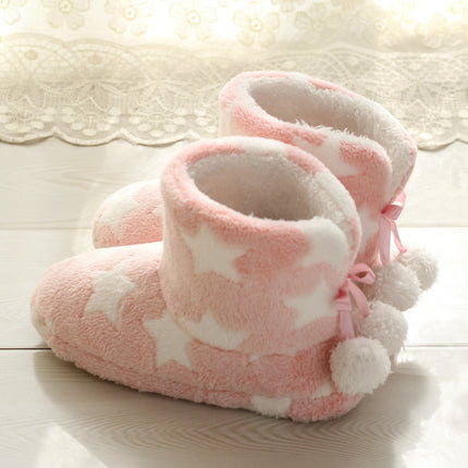 Winter Thick Bottom Home Boots Cotton Slippers For Women, Size: 36-37(Dream Pink)-garmade.com