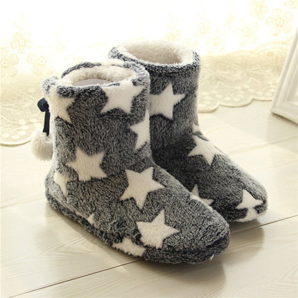 Winter Thick Bottom Home Boots Cotton Slippers For Women, Size: 40-41(Dark Blue)-garmade.com