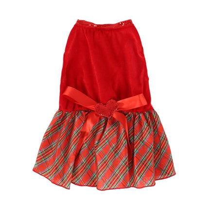 Christmas Pet Dog Plaid Butterfly Skirt, Size: XXS(Red)-garmade.com