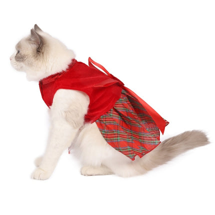 Christmas Pet Dog Plaid Butterfly Skirt, Size: S(Red)-garmade.com