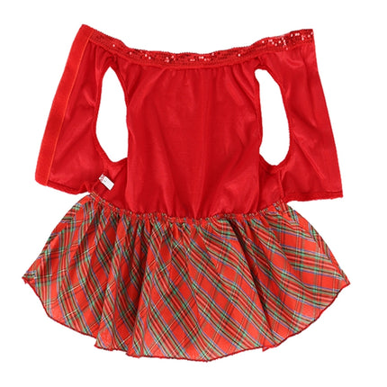 Christmas Pet Dog Plaid Butterfly Skirt, Size: M(Red)-garmade.com