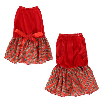 Christmas Pet Dog Plaid Butterfly Skirt, Size: M(Red)-garmade.com