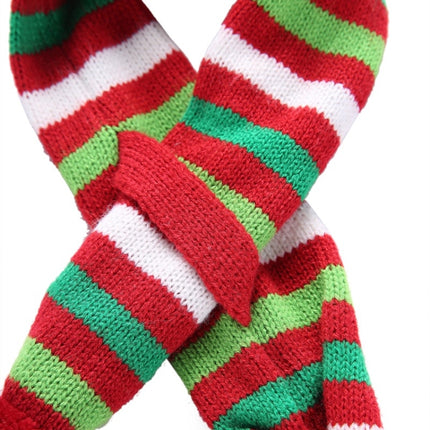 Dog Scarf Christmas Pet Accessories Winter Warmth Pet Scarf, Size: XS(Red and Green Stripes)-garmade.com