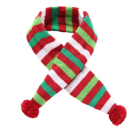 Dog Scarf Christmas Pet Accessories Winter Warmth Pet Scarf, Size: M(Red and Green Stripes)-garmade.com