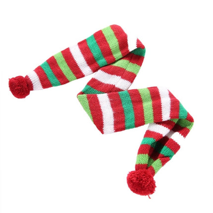 Dog Scarf Christmas Pet Accessories Winter Warmth Pet Scarf, Size: M(Red and Green Stripes)-garmade.com