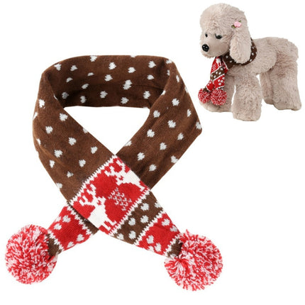 Christmas Pet Scarf Autumn And Winter Warm Elk Christmas Dog Scarf, Size:S(Brown)-garmade.com