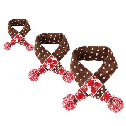Christmas Pet Scarf Autumn And Winter Warm Elk Christmas Dog Scarf, Size:L(Brown)-garmade.com