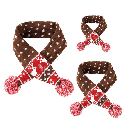 Christmas Pet Scarf Autumn And Winter Warm Elk Christmas Dog Scarf, Size:L(Brown)-garmade.com