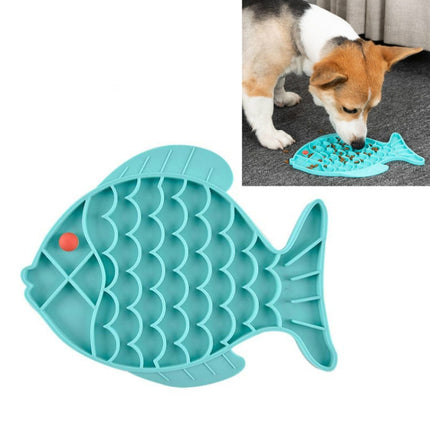 2 PCS Pet Cats and Dogs Silicone Slow Food Mat Anti-choke Bowl, Style:Fish Type(Blue)-garmade.com