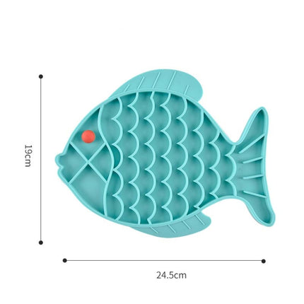 2 PCS Pet Cats and Dogs Silicone Slow Food Mat Anti-choke Bowl, Style:Fish Type(Blue)-garmade.com