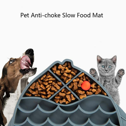 2 PCS Pet Cats and Dogs Silicone Slow Food Mat Anti-choke Bowl, Style:Fish Type(Green)-garmade.com