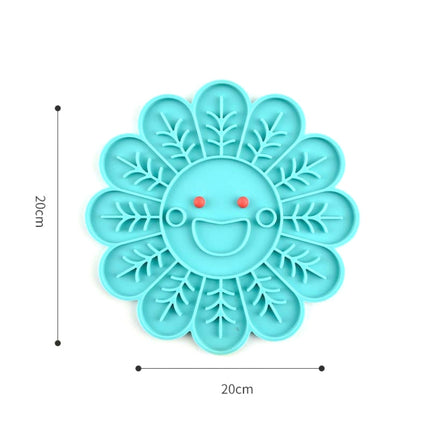 2 PCS Pet Cats and Dogs Silicone Slow Food Mat Anti-choke Bowl, Style:Flower Type(Blue)-garmade.com