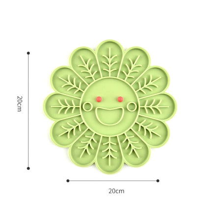 2 PCS Pet Cats and Dogs Silicone Slow Food Mat Anti-choke Bowl, Style:Flower Type(Green)-garmade.com