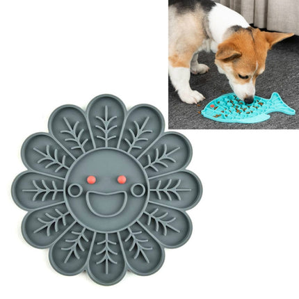 2 PCS Pet Cats and Dogs Silicone Slow Food Mat Anti-choke Bowl, Style:Flower Type(Gray)-garmade.com