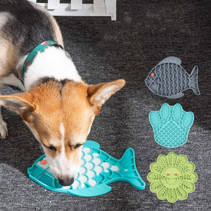 2 PCS Pet Cats and Dogs Silicone Slow Food Mat Anti-choke Bowl, Style:Flower Type(Green)-garmade.com